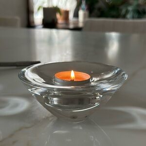 Set of 2 Nude glass midcentury Tealight Holders